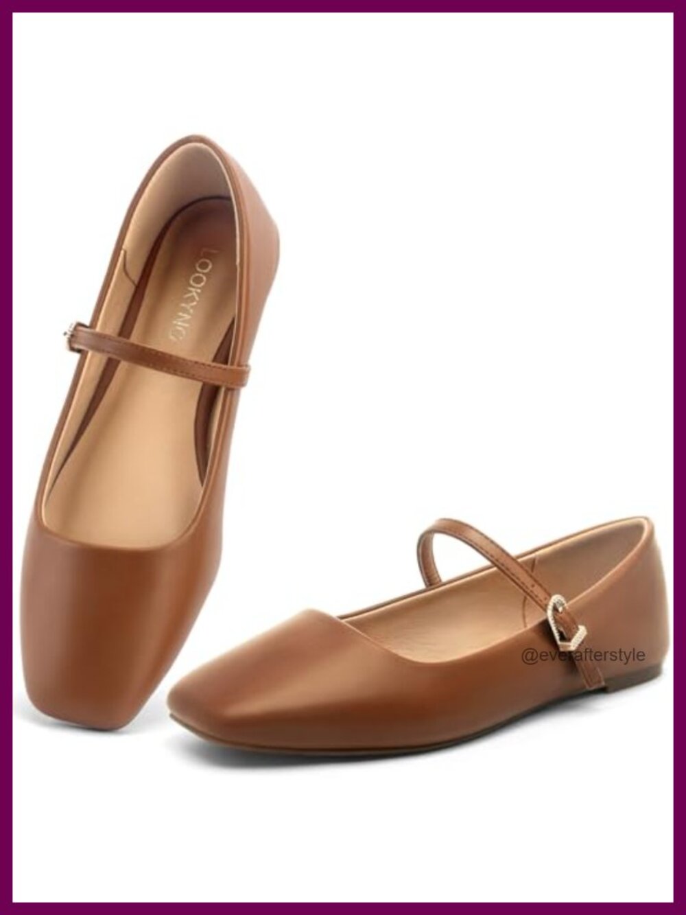 Womens Mary Jane Flats Closed Toe Buckle Strap Square Toe Ballet Flats